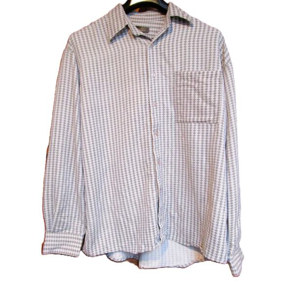 Urban Works Men's Button-Down Shirt Gray with Black Diamonds Pocket Size Large - Picture 1 of 8